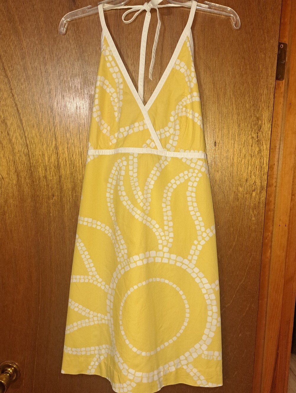 Lilly Pulitzer Yellow and White Backless Halter Dress